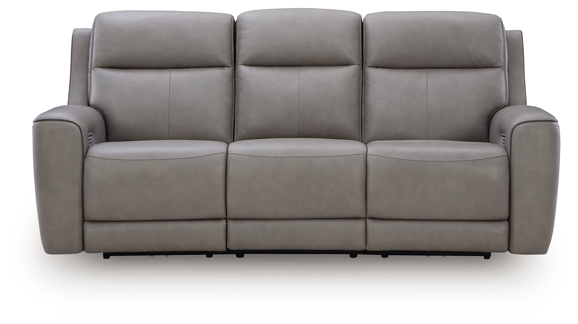 5z Comfort Coin Gray Leather Power Reclining Sofa | Woodstock