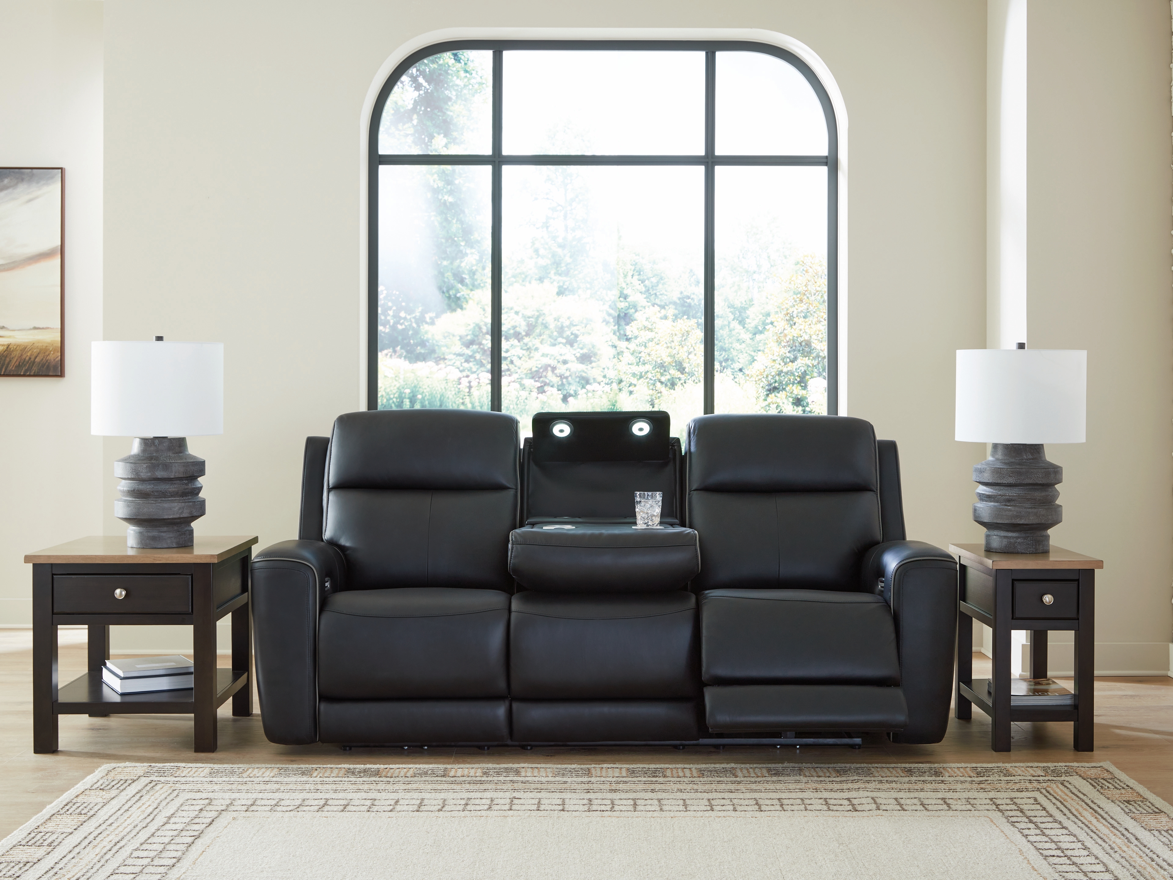 5z Comfort Onyx Leather Power Reclining Sofa | Woodstock Furniture