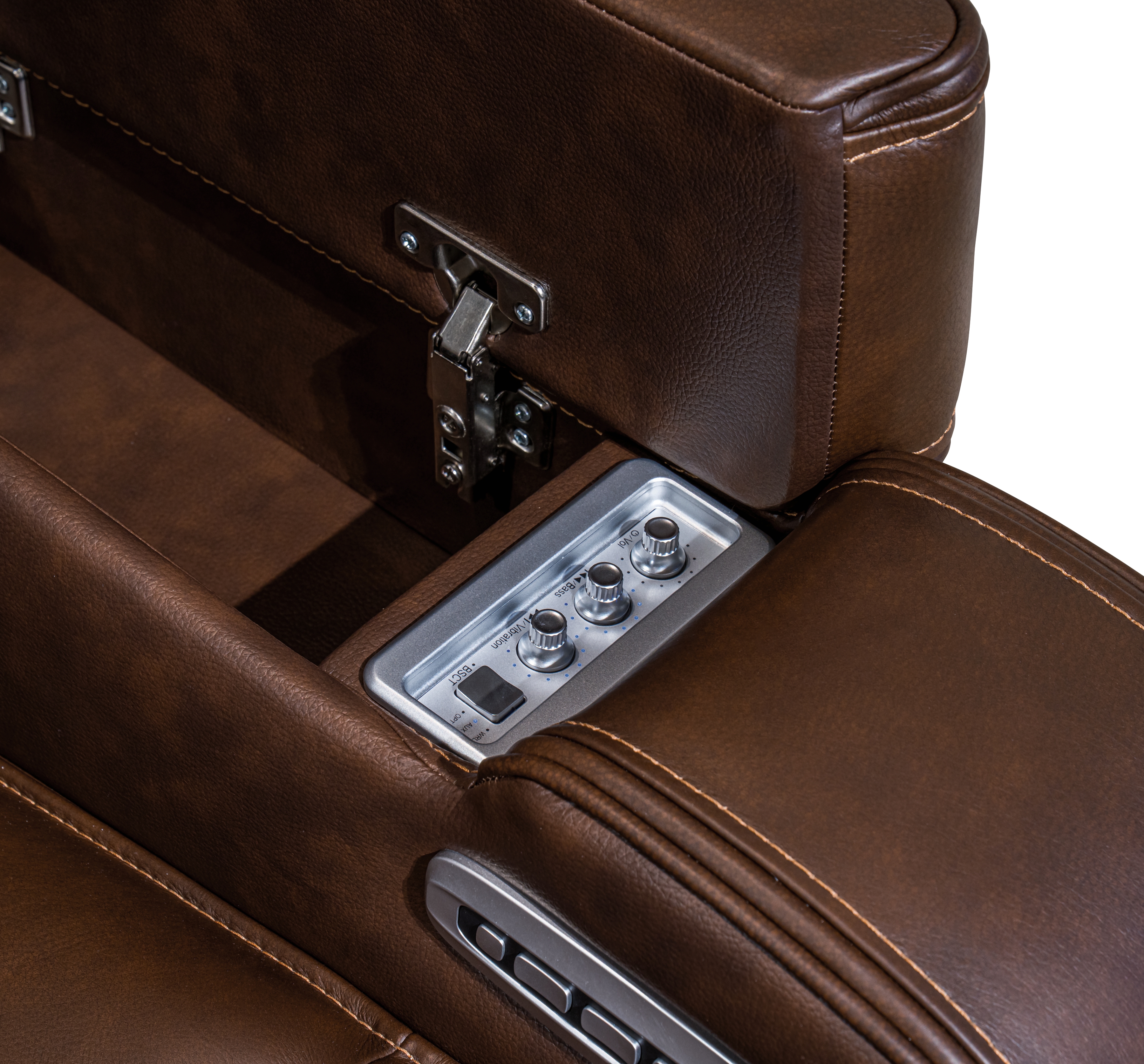 Knightington Dark Brown Leather Power Reclining Console Loveseat