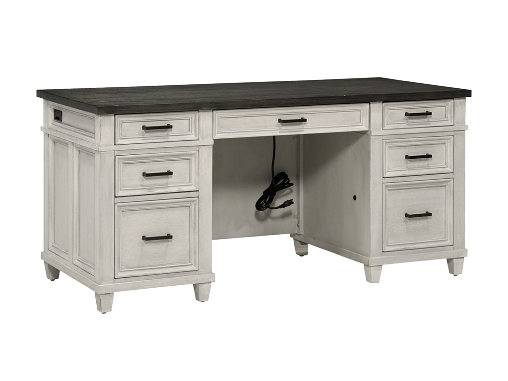 Caraway Aged Ivory 66 Executive Desk | Woodstock Furniture