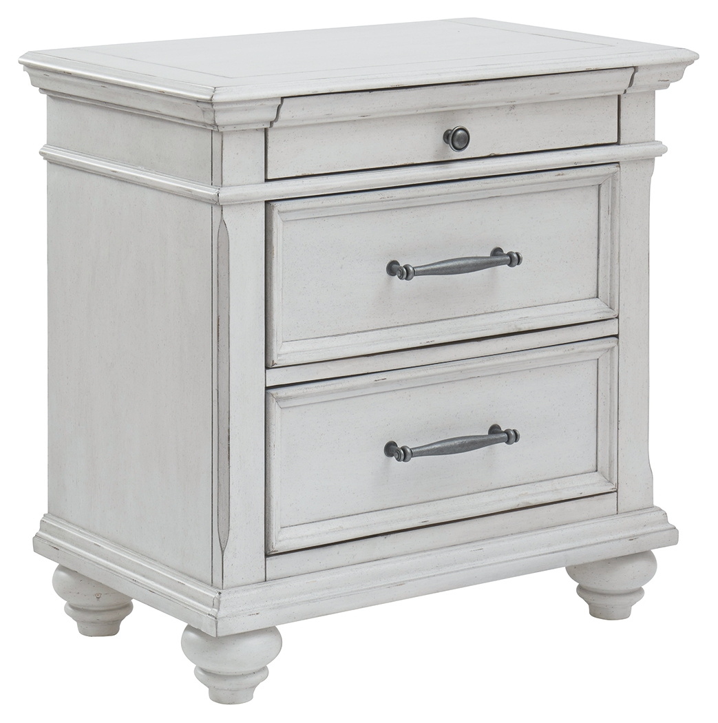 Kanwyn Whitewash 3 Drawer Nightstand | Woodstock Furniture