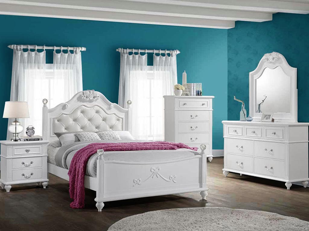 Alana White 3 Piece Bedroom Set With Platform Bed Dresser Mirror