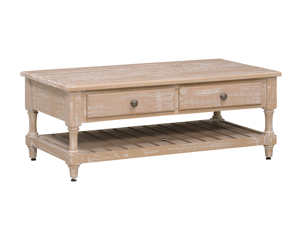 Brenner Washed White Rectangular Cocktail Table | Woodstock
