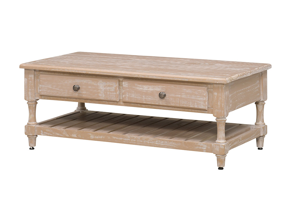 Brenner Washed White Rectangular Cocktail Table | Woodstock