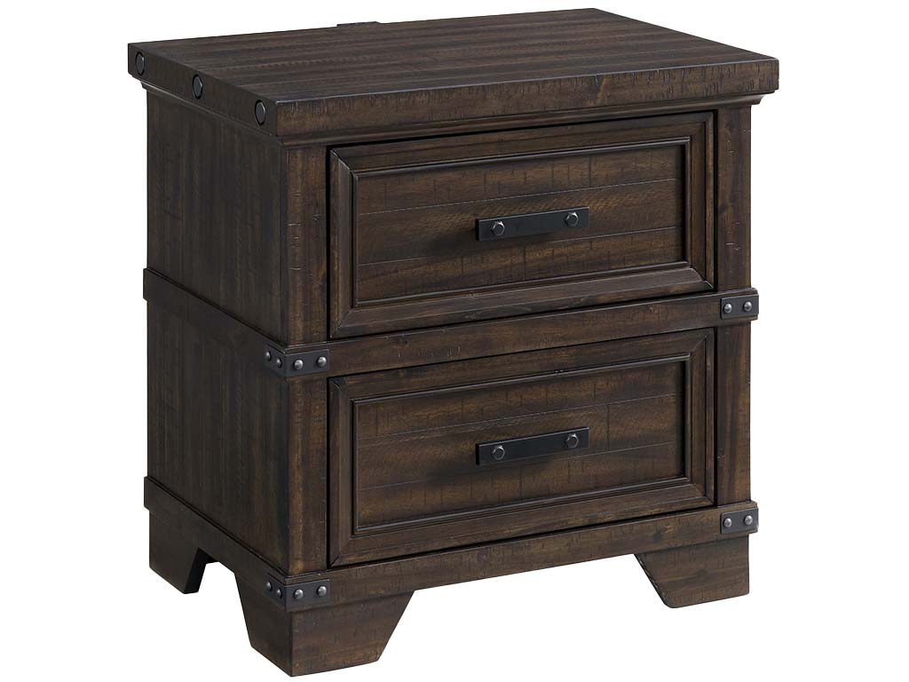 Colorado City Charcoal 2 Drawer Nightstand With Usb | Woodstock