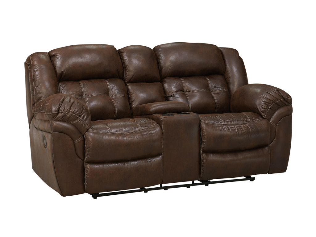 れいこ Frontier Espresso Manual Reclining Console Loveseat | Woodstock