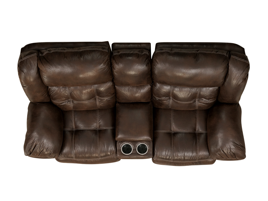 れいこ Frontier Espresso Manual Reclining Console Loveseat | Woodstock