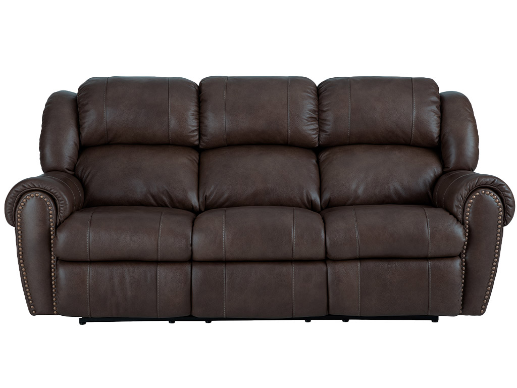 Laredo Dark Brown Leather Manual Reclining Sofa | Woodstock