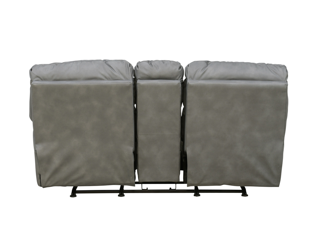 Rhino Grey Manual Rocker Reclining Console Loveseat | Woodstock