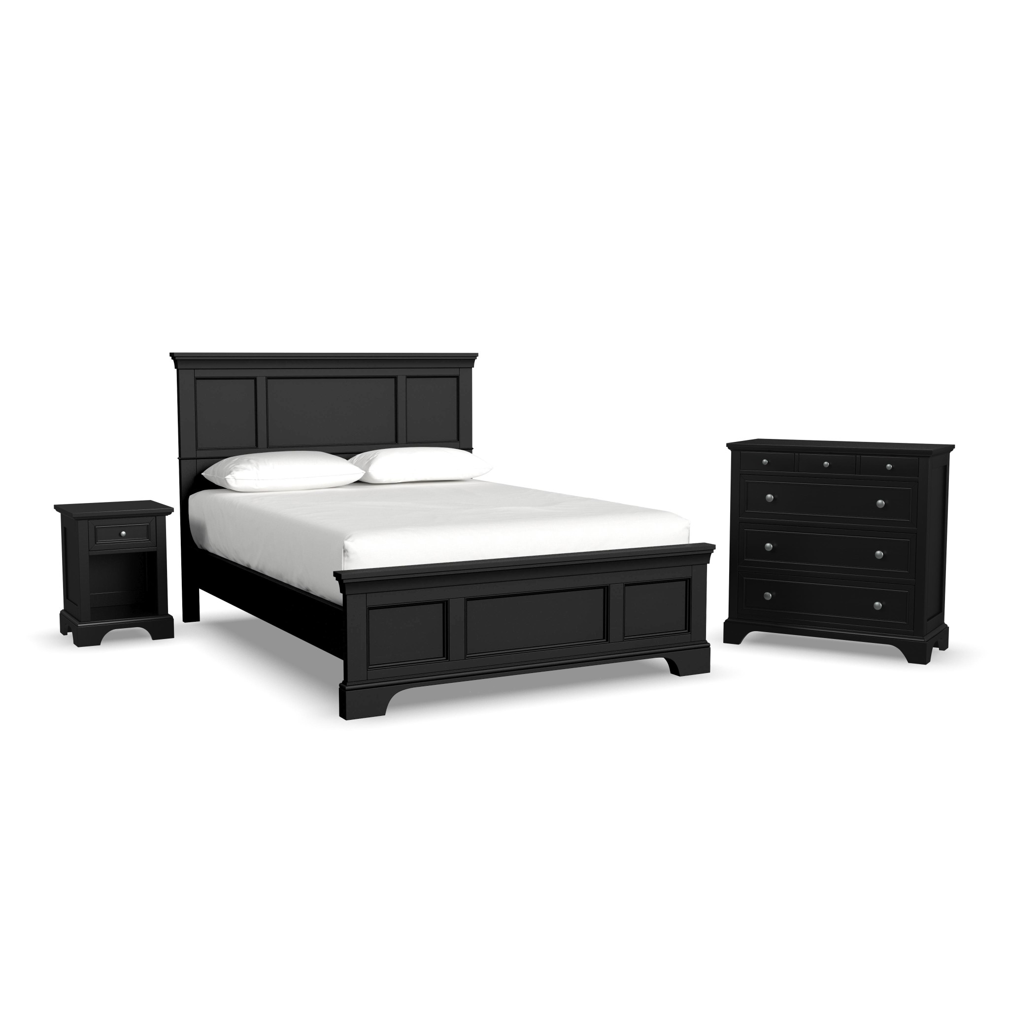 Bedford Black Queen Bed Nightstand Chest | Woodstock Furniture