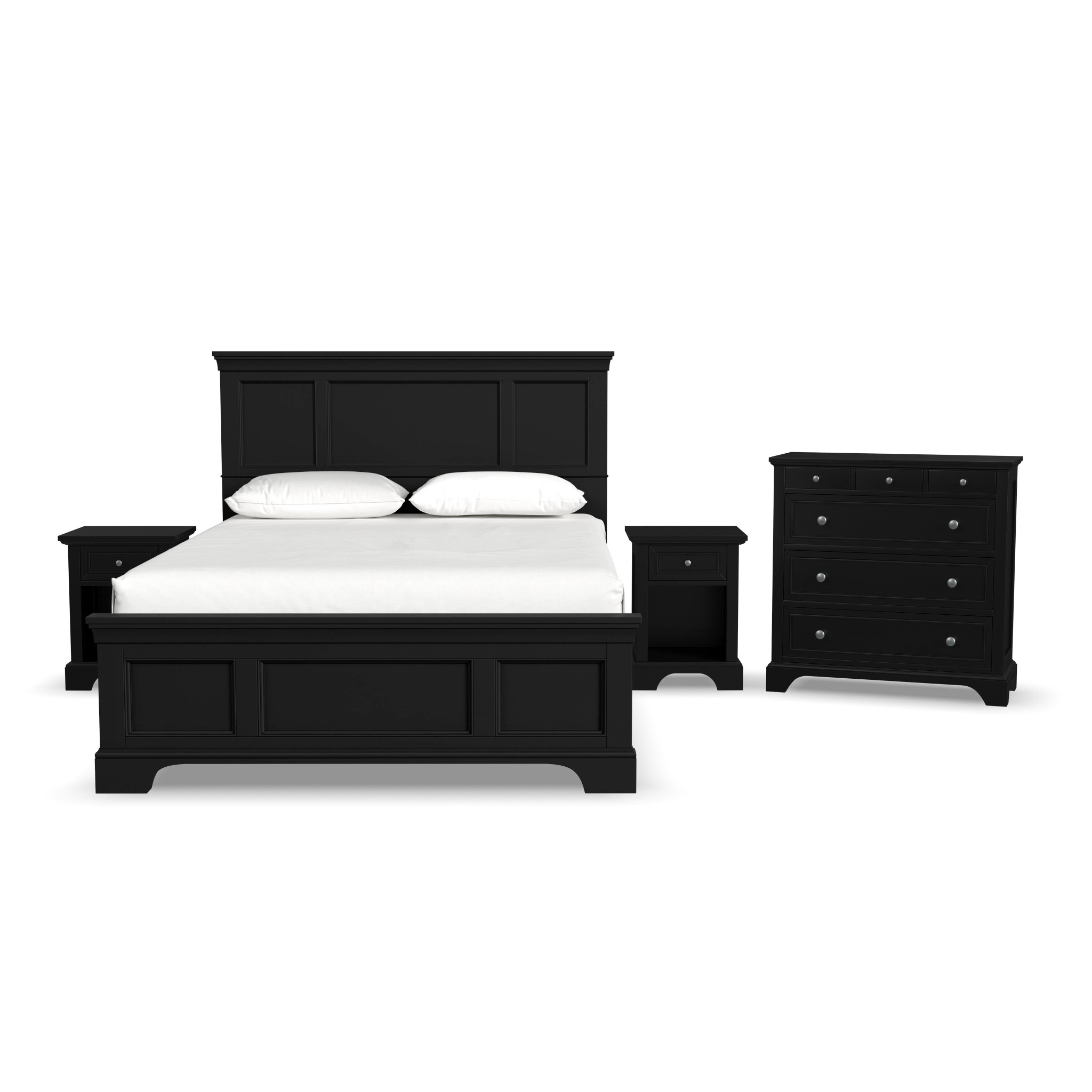 Bedford Black Queen Bed 2 Nightstands Chest | Woodstock Furniture Bedford Black Queen Bed 2 Nightstands Chest | Woodstock Furniture