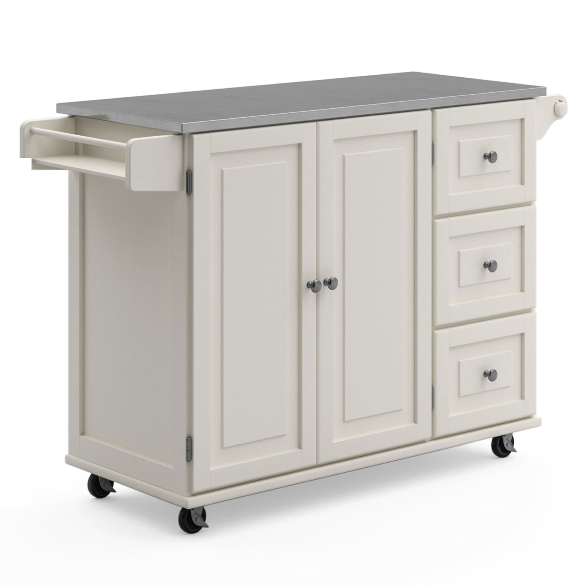Dolly Madison White Kitchen Cart Stainless Steel Top | Woodstock