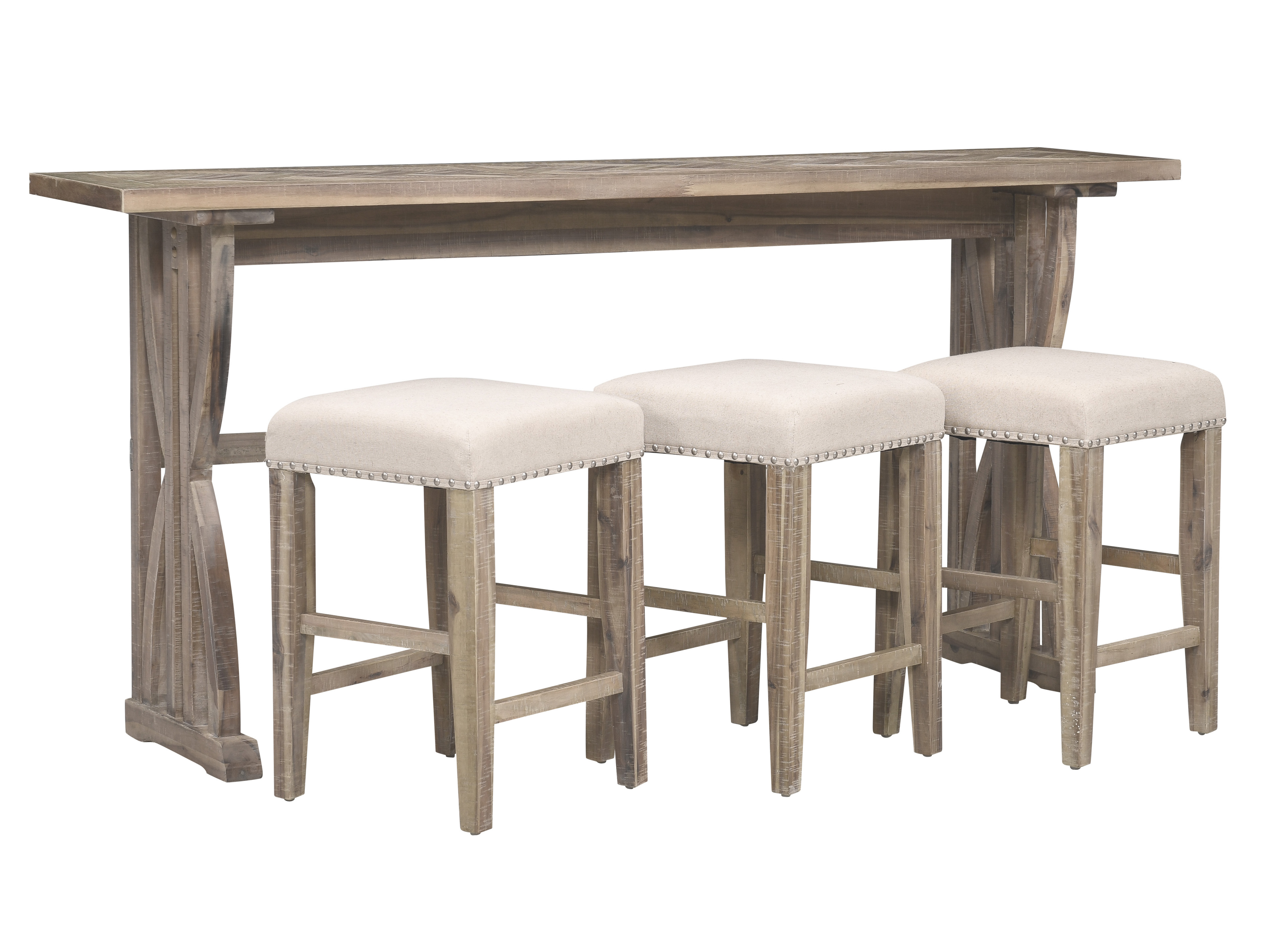 Fairview Ash Sofa Console 3 Counter Stools | Woodstock Furniture