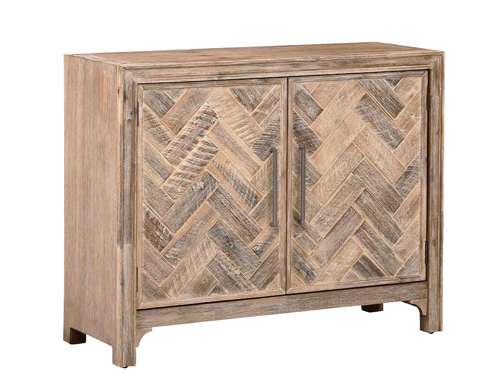 Gramercy Grey Wash 2 Door Chevron Accent Cabinet | Woodstock