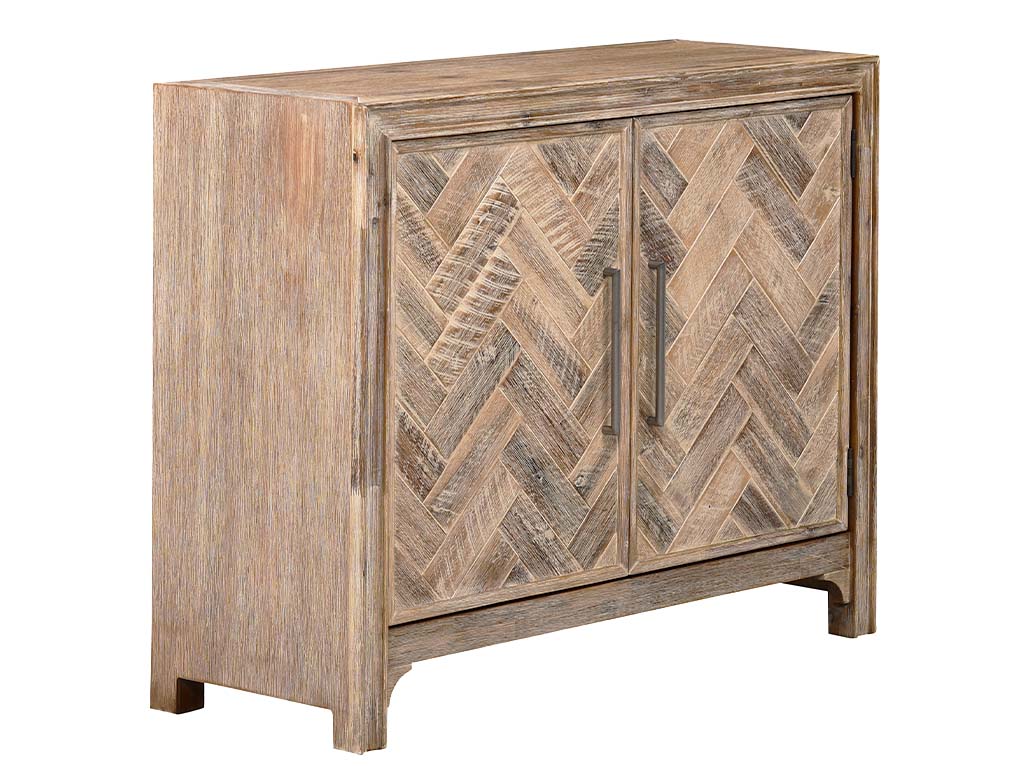 Gramercy Grey Wash 2 Door Chevron Accent Cabinet | Woodstock