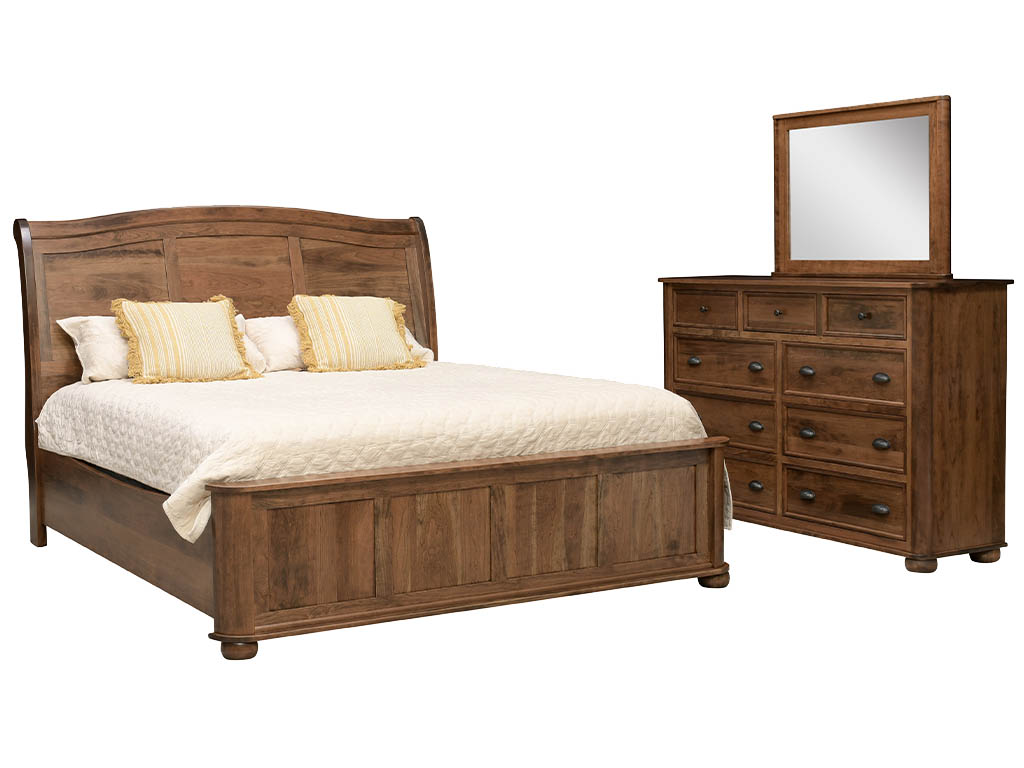 Kingsport Cocoa 3 Piece Bedroom Set With Sleigh Panel Bed Dresser