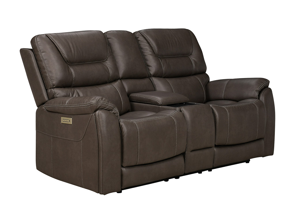 Drake Smoke Zero Gravity Triple Power Console Loveseat W Power