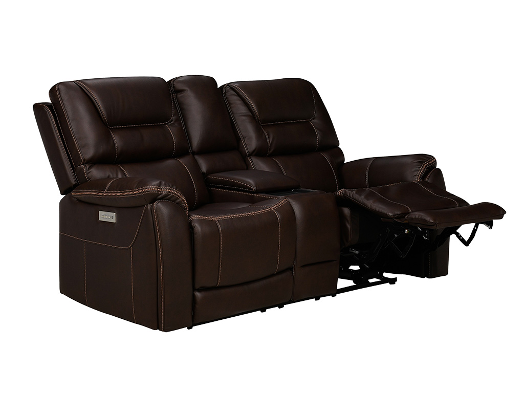 Drake Walnut Zero Gravity Triple Power Reclining Console Loveseat