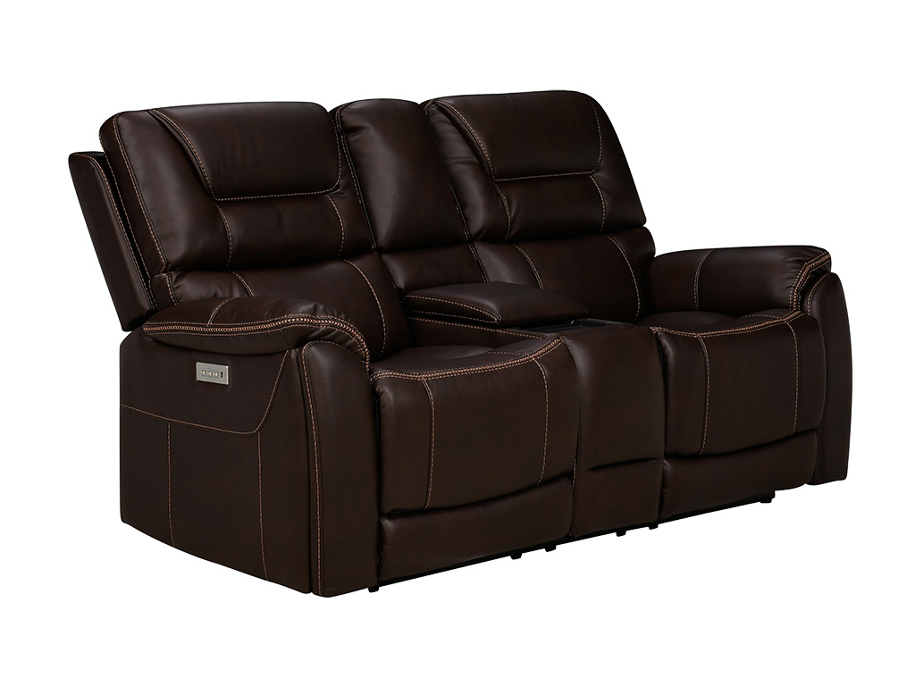 Drake Walnut Zero Gravity Triple Power Reclining Console Loveseat