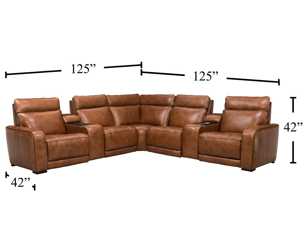 Zeppelin Venetian Honey Leather 7 Piece Triple Power Reclining