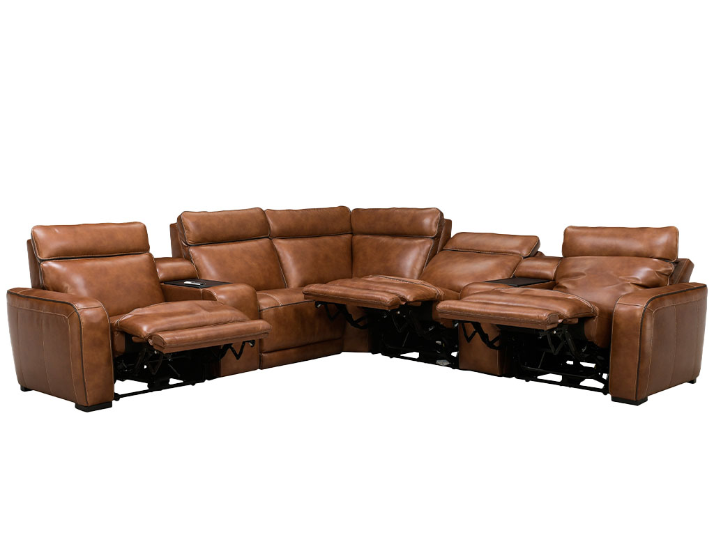 Zeppelin Venetian Honey Leather 7 Piece Triple Power Reclining