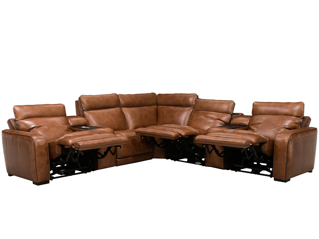 Zeppelin Venetian Honey Leather 7 Piece Triple Power Reclining