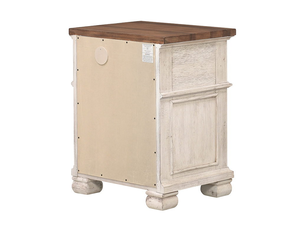 Belmont Antique Linen And Timber Brown 1 Drawer Nightstand