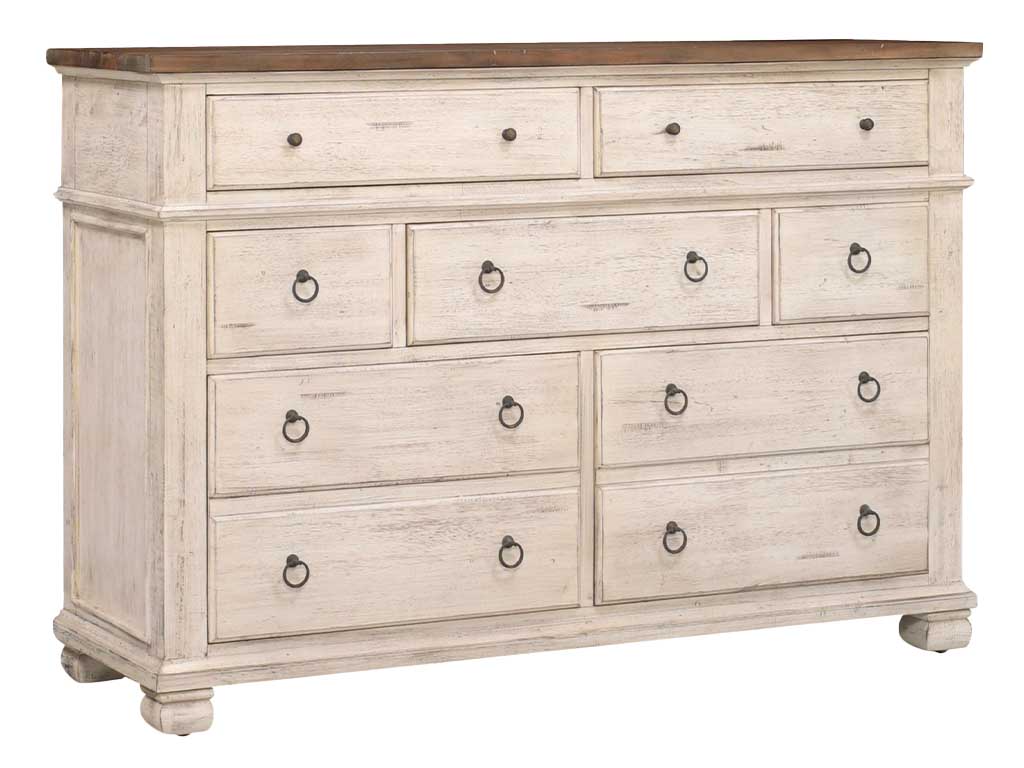 Belmont Antique Linen Timber Brown 7 Drawer Dresser | Woodstock