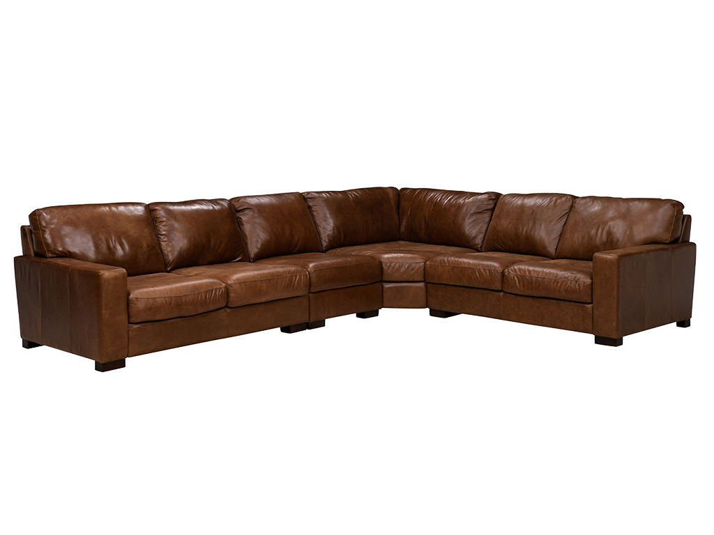 Splendor Chestnut Leather 3 Piece Sectional | Woodstock Furniture