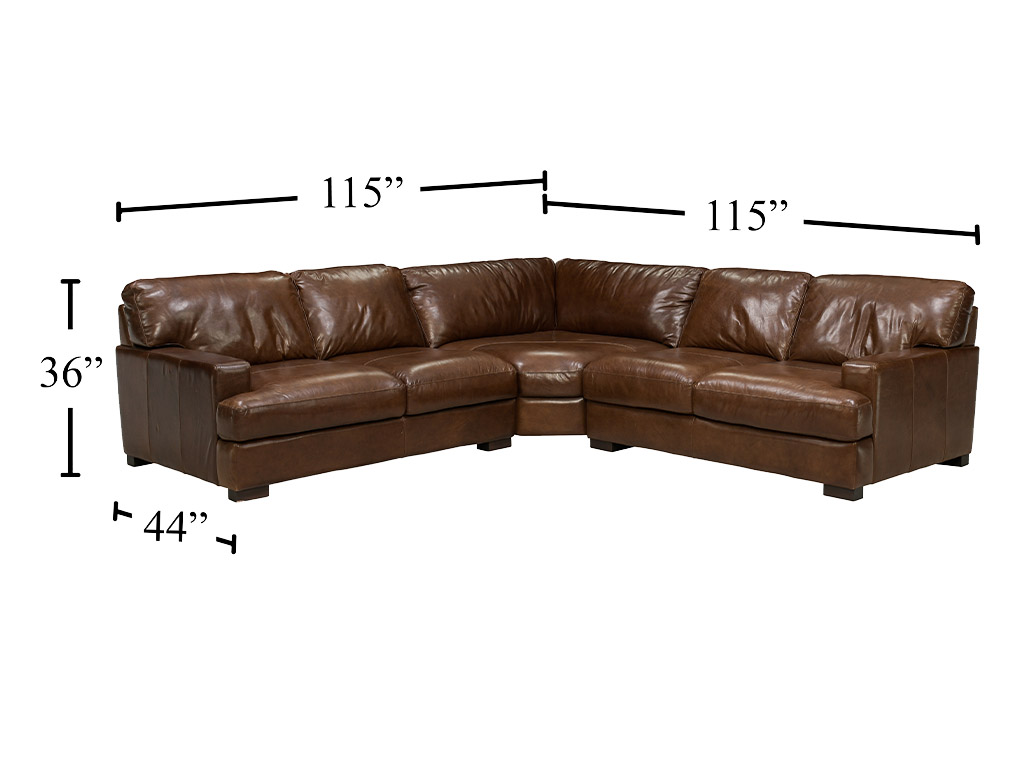 Dallas Chestnut Leather 3 Piece Sectional | Woodstock Furniture