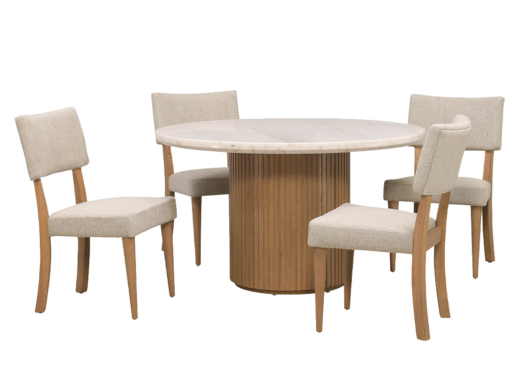 Colvin 5 Piece Round Marble Top Dining Set | Woodstock Furniture