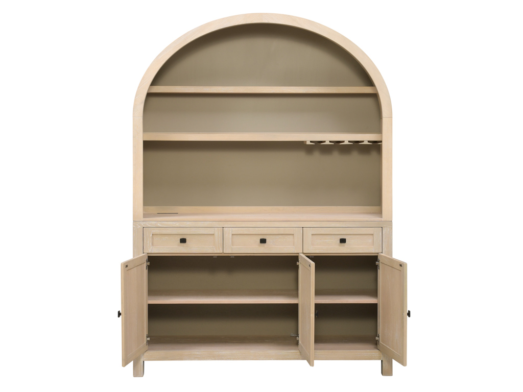 Liz Bergen Oak Arched Wine Coffee Bar Cabinet | Woodstock
