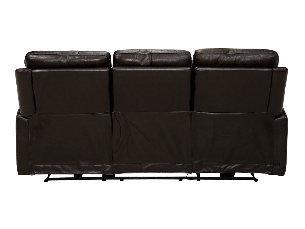 Rainier Walnut Leather Zero Gravity Triple Power Reclining Sofa