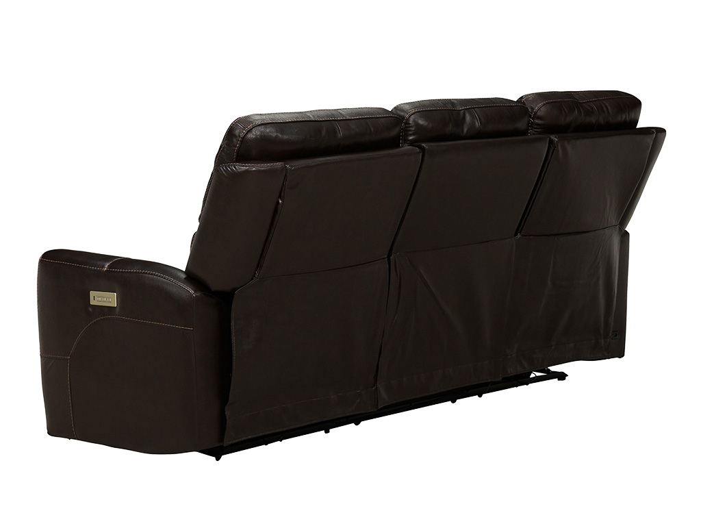Rainier Walnut Leather Zero Gravity Triple Power Reclining Sofa