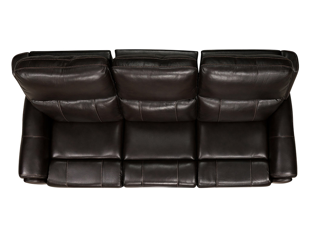 Rainier Walnut Leather Zero Gravity Triple Power Reclining Sofa